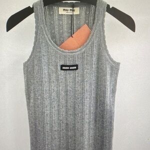 Miu Miu Gray Textured Sleeveless Top